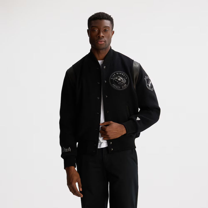 Men's Utah Mammoth Todd Snyder Heather Black Cashmere Full-Snap Varsity Jacket