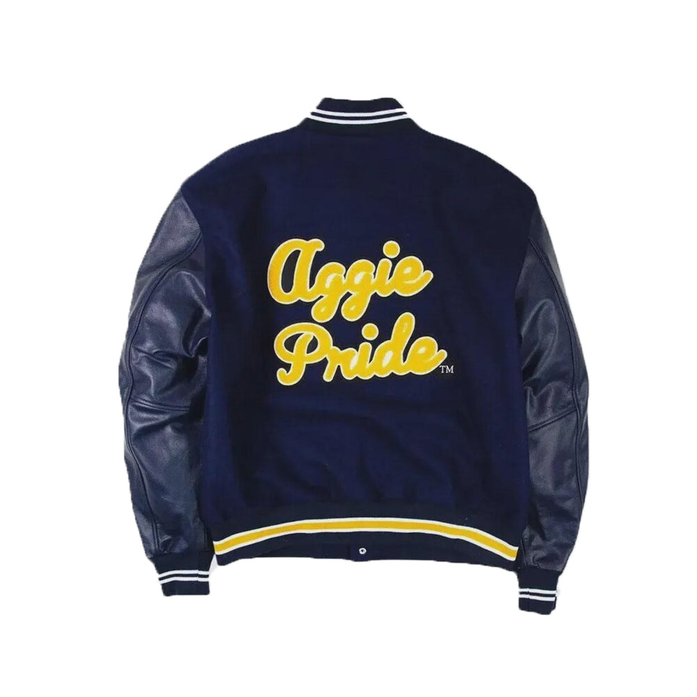 NC A&T Aggie Pride Wool Varsity Jacket with leather sleeves