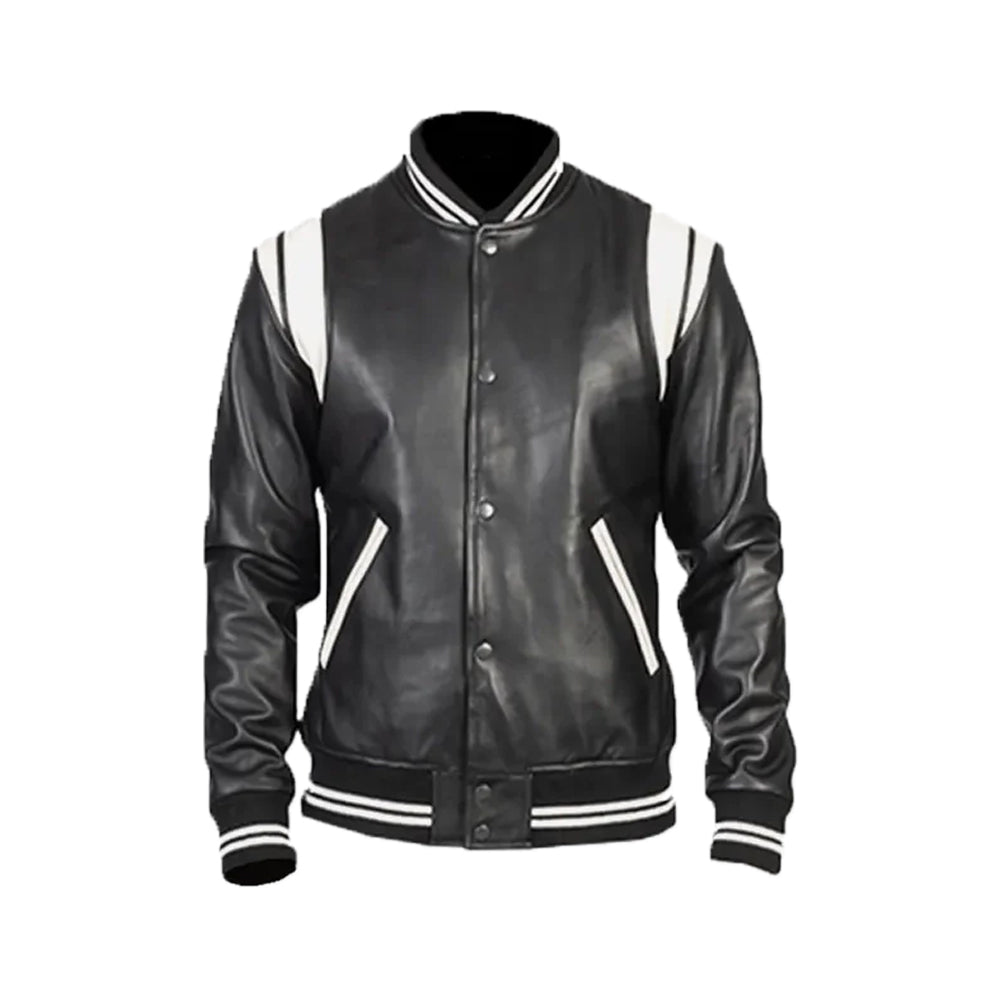 Premium Men's Black Varsity Leather Jacket