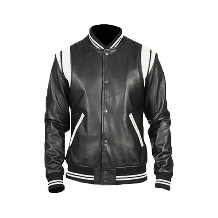 Premium Men's Black Varsity Leather Jacket