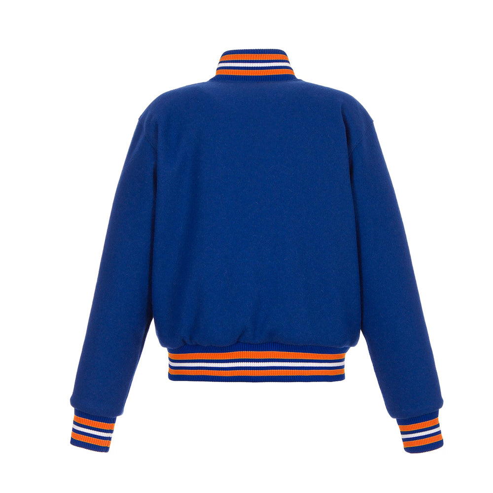 Women's New York Islanders JH Design Royal Domestic All-Wool Embroidered Full-Zip Jacket