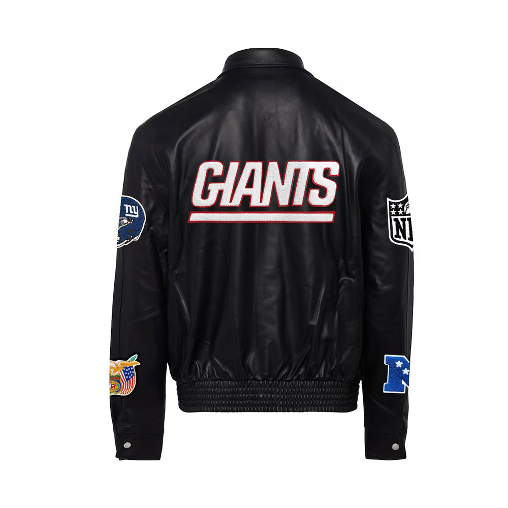 Men's New York Giants Jeff Hamilton Black Leather Full-Snap Jacket