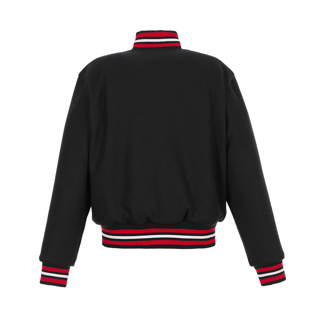 Women's Carolina Hurricanes JH Design Black Domestic All-Wool Embroidered Full-Zip Jacket