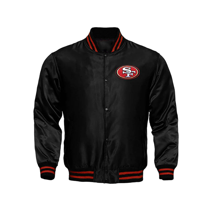 San Francisco Starter Locker Room Satin Varsity Full-Snap Jacket – Black