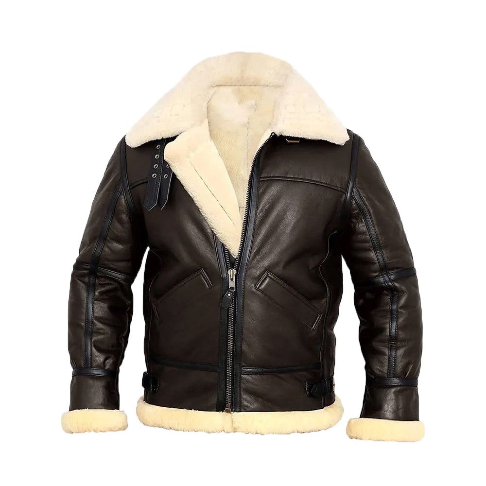 Shearling Brown Leather Aviator Jacket