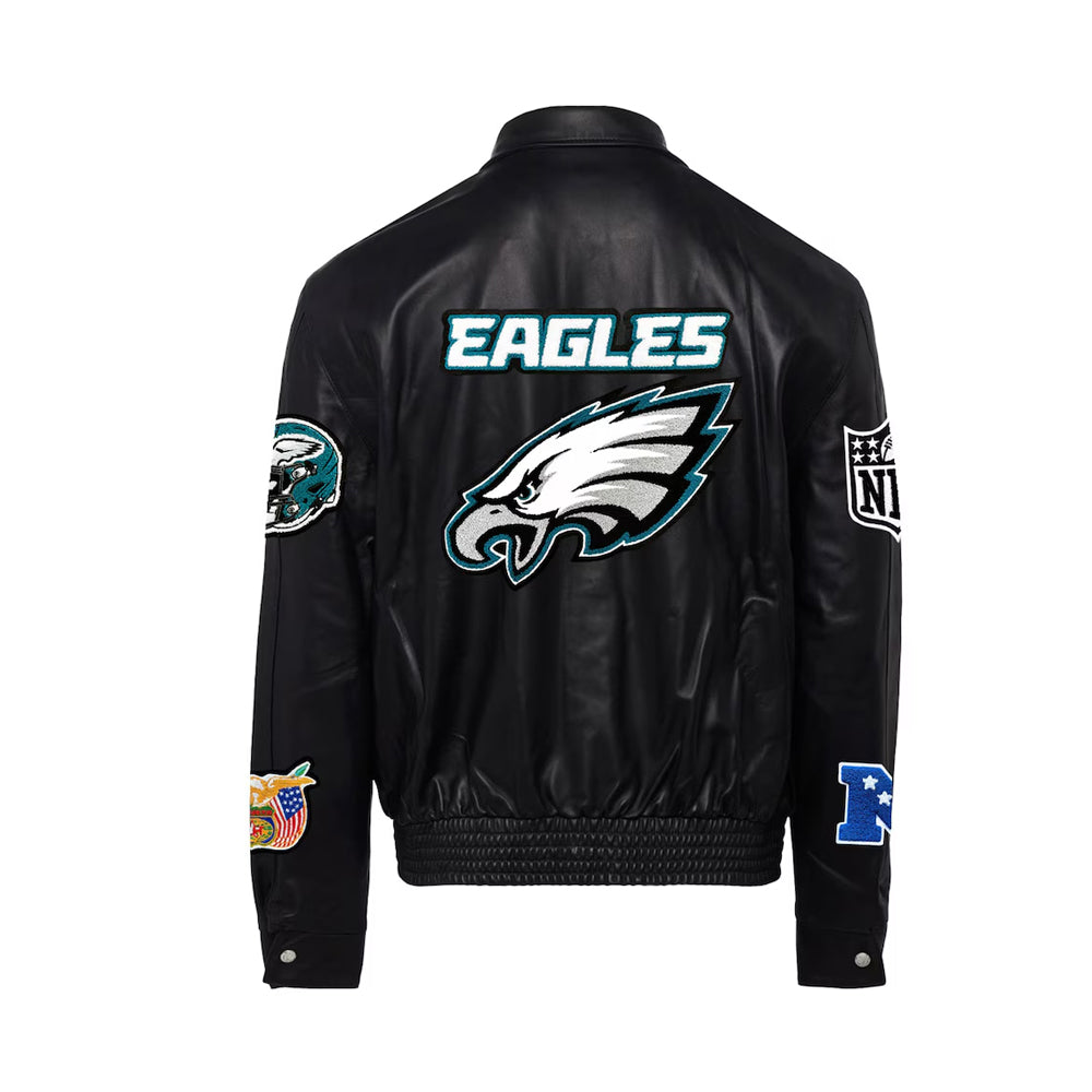 Men's Philadelphia Eagles Jeff Hamilton Black Leather Full-Snap Jacket