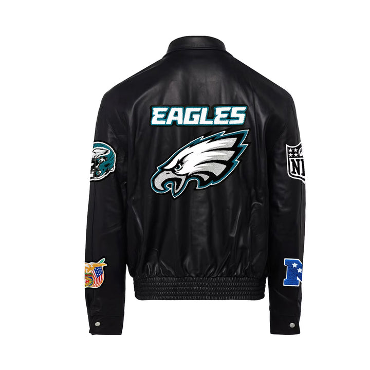 Men's Philadelphia Eagles Jeff Hamilton Black Leather Full-Snap Jacket