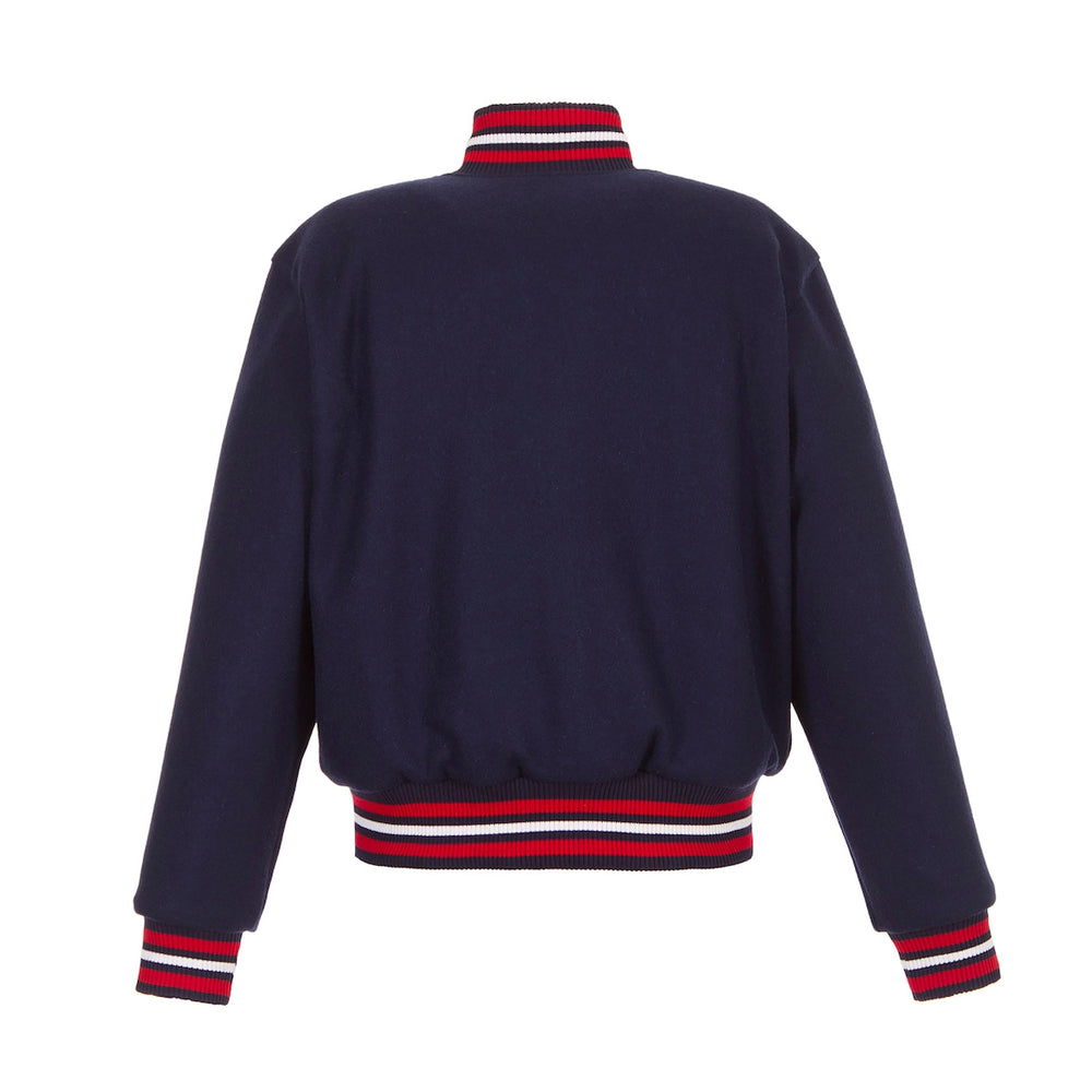 Women's Washington Capitals JH Design Navy Domestic All-Wool Embroidered Full-Zip Jacket