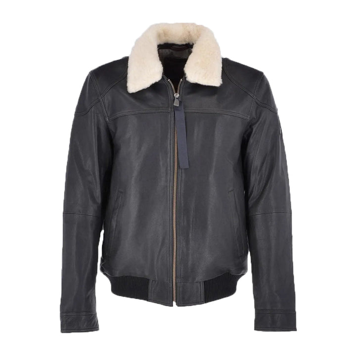 Ted Mens Black Bomber Leather Jacket