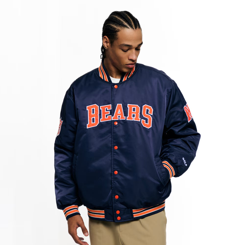 Unisex Chicago Bears Golf Wang Navy Full-Snap Bomber Jacket