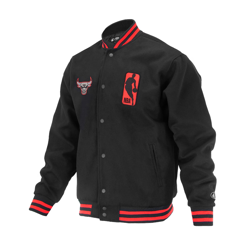 Unisex Chicago Bulls FISLL Black Logoman Shadow Collection Full-Snap Varsity Jacket