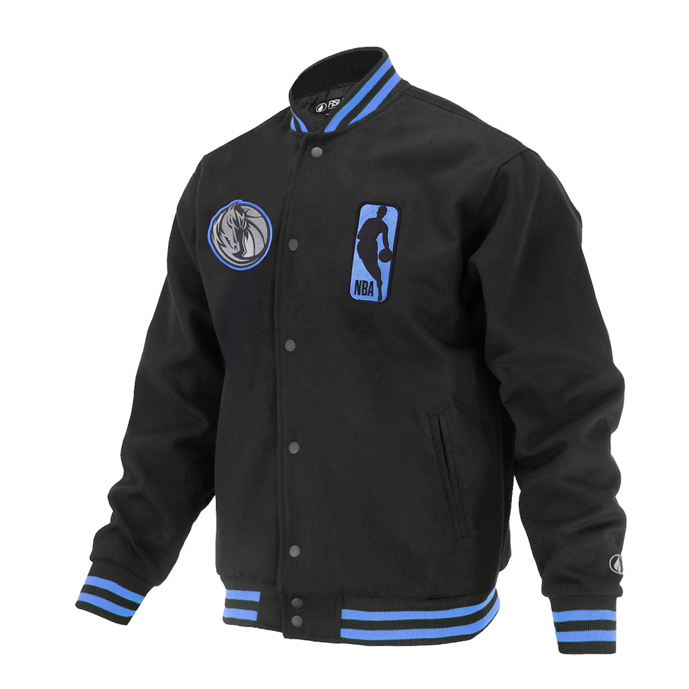 Unisex Dallas Mavericks FISLL Black Logoman Shadow Collection Full-Snap Varsity Jacket