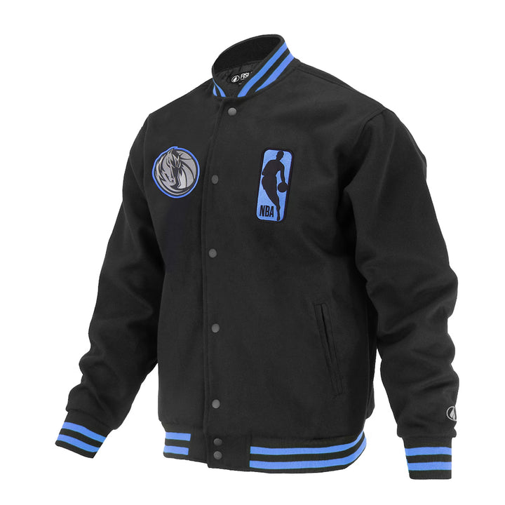 Unisex Dallas Mavericks FISLL Black Logoman Shadow Collection Full-Snap Varsity Jacket