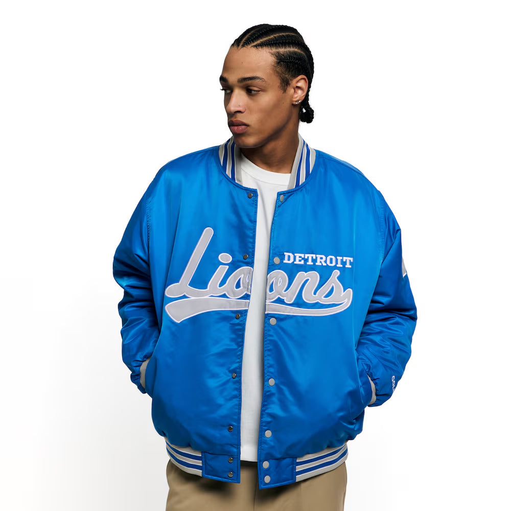 Unisex Detroit Lions Golf Wang Blue Full-Snap Bomber Jacket