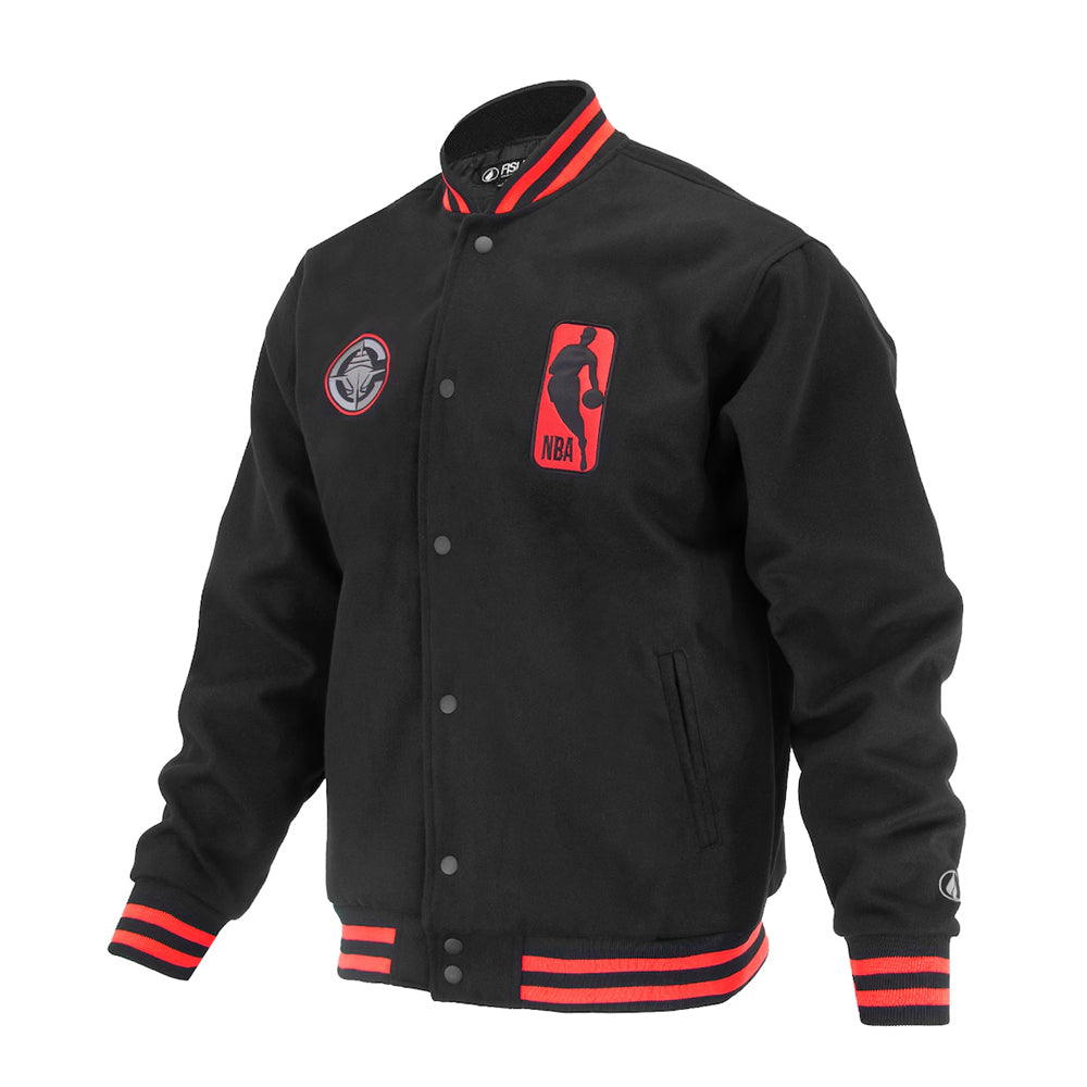 Unisex LA Clippers FISLL Black Logoman Shadow Collection Full-Snap Varsity Jacket