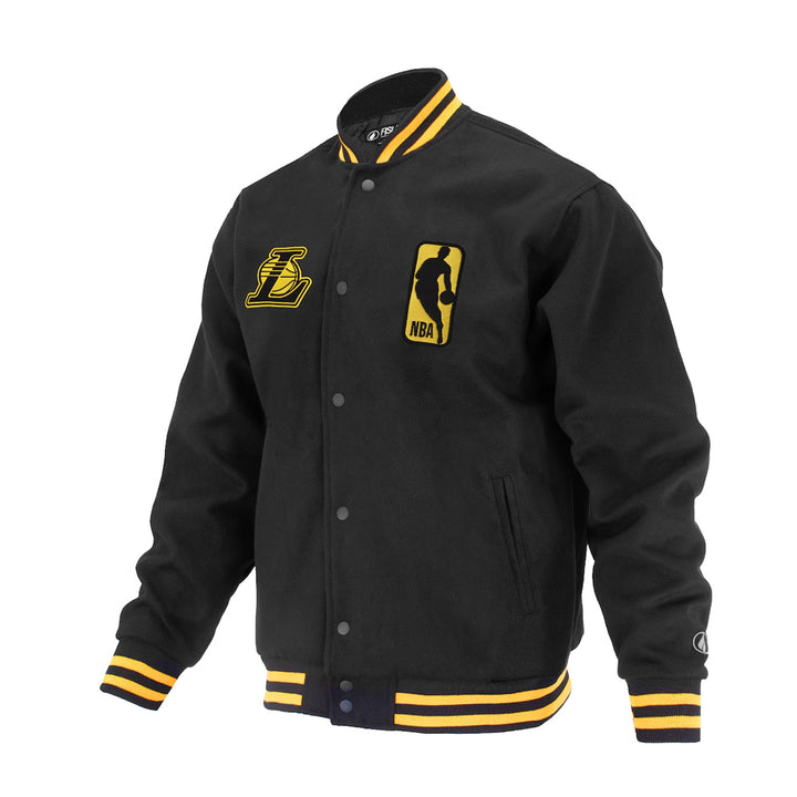Unisex Los Angeles Lakers FISLL Black Logoman Shadow Collection Full-Snap Varsity Jacket