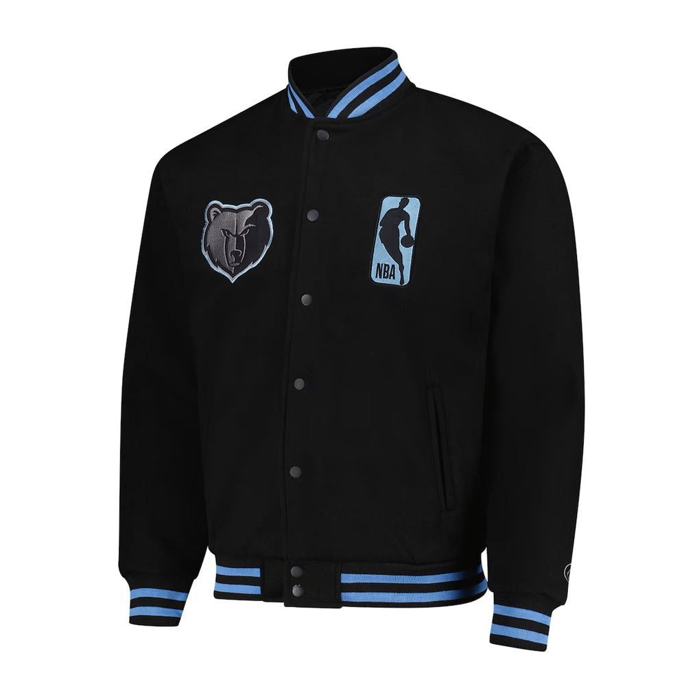 Unisex Memphis Grizzlies FISLL Black Logoman Shadow Collection Full-Snap Varsity Jacket