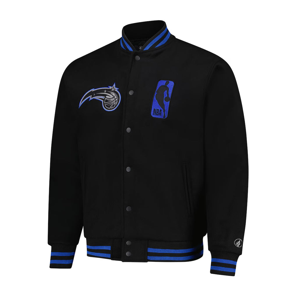 Unisex Orlando Magic FISLL Black Logoman Shadow Collection Full-Snap Varsity Jacket