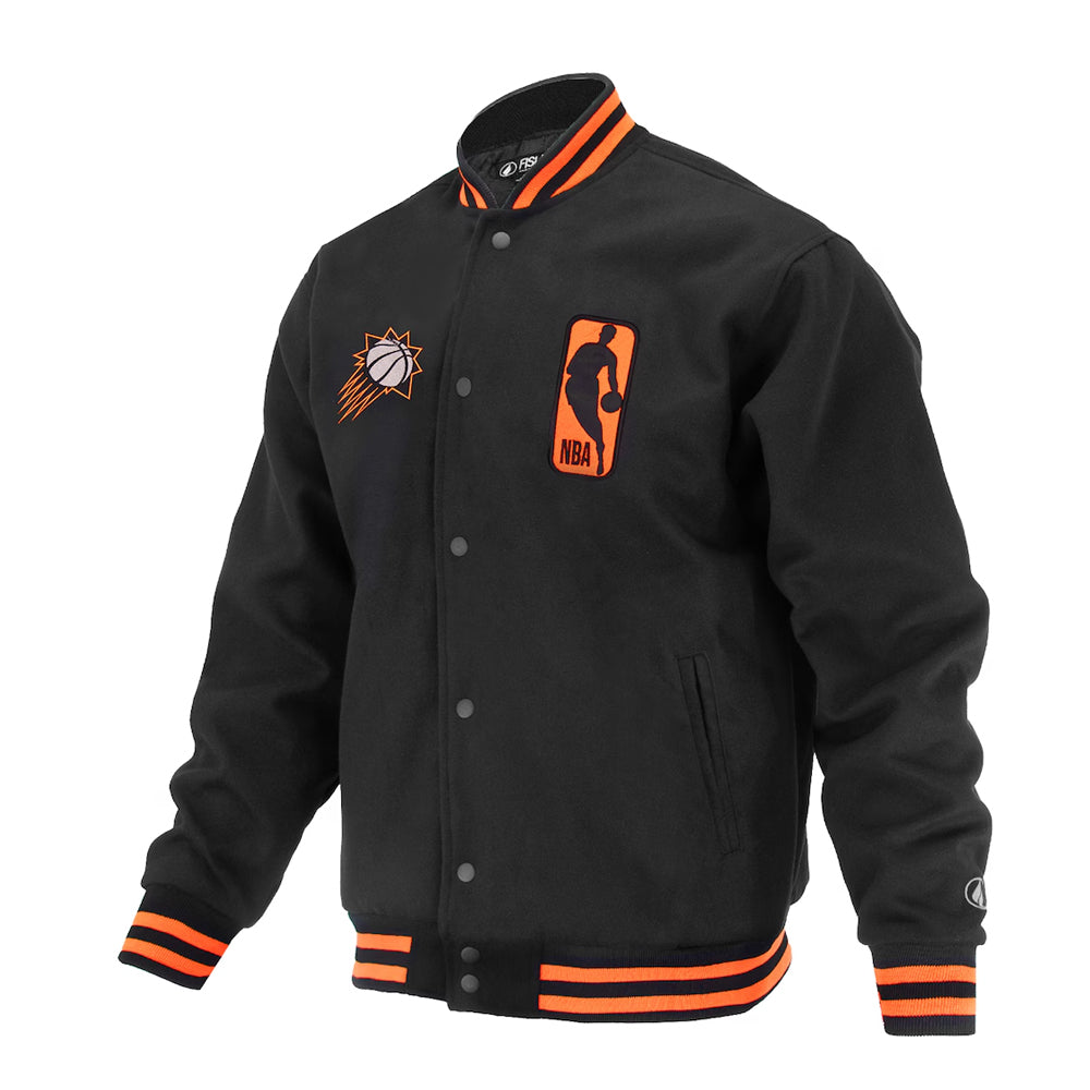 Unisex Phoenix Suns FISLL Black Logoman Shadow Collection Full-Snap Varsity Jacket