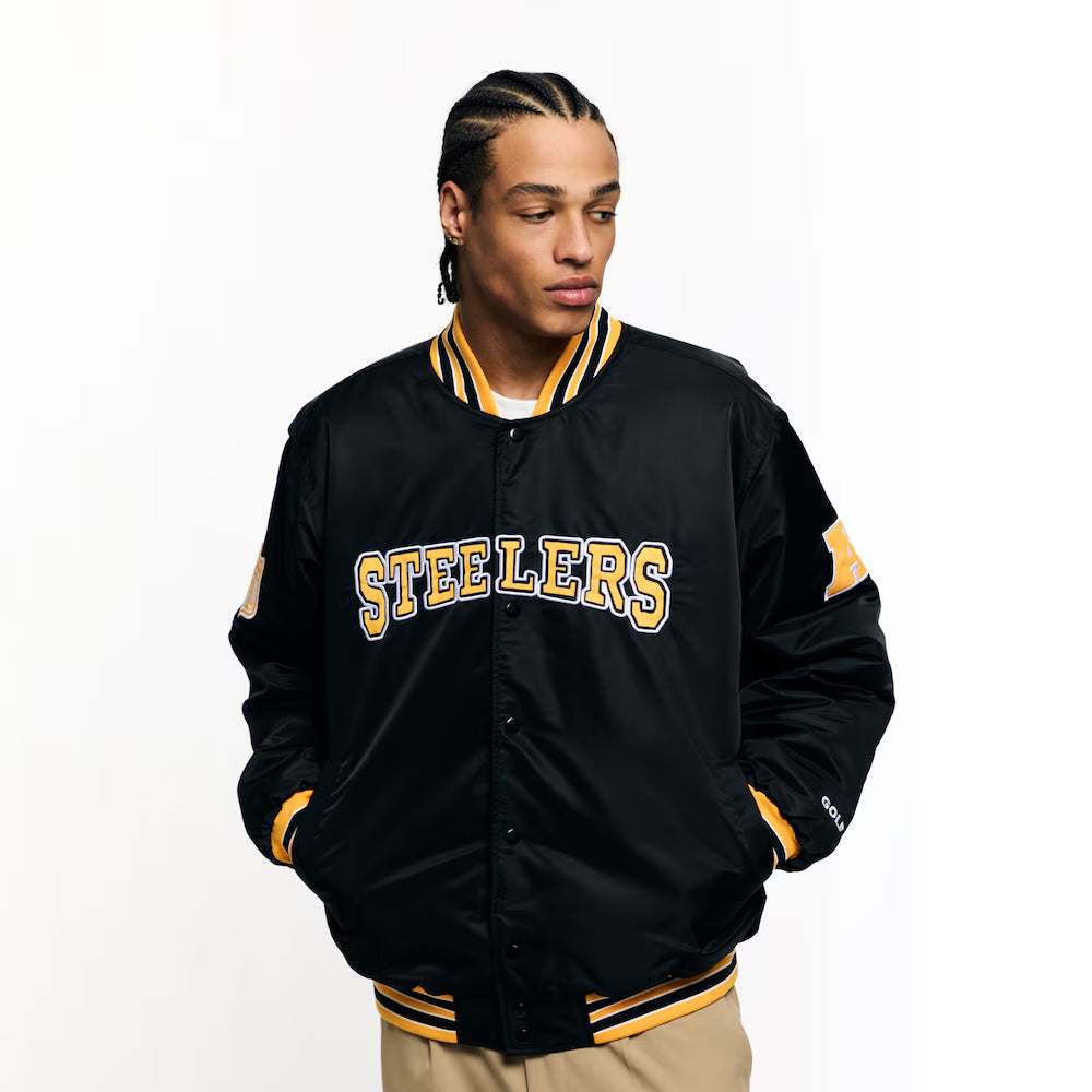Unisex Pittsburgh Steelers Golf Wang Black Full-Snap Bomber Jacket