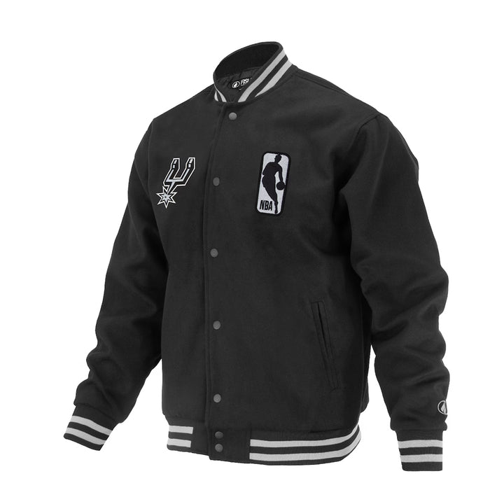 Unisex San Antonio Spurs FISLL Black Logoman Shadow Collection Full-Snap Varsity Jacket