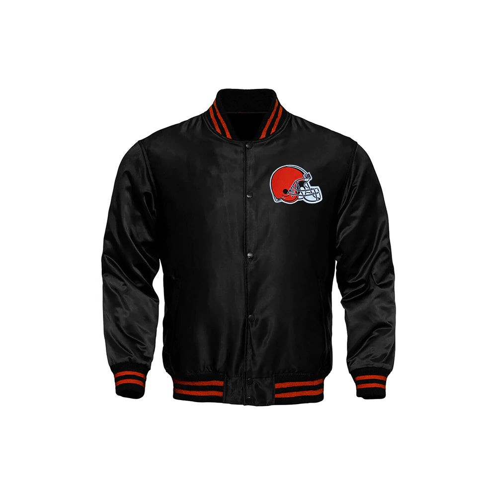 Cleveland Browns Starter Locker Room Satin Varsity Full-Snap Jacket – Black