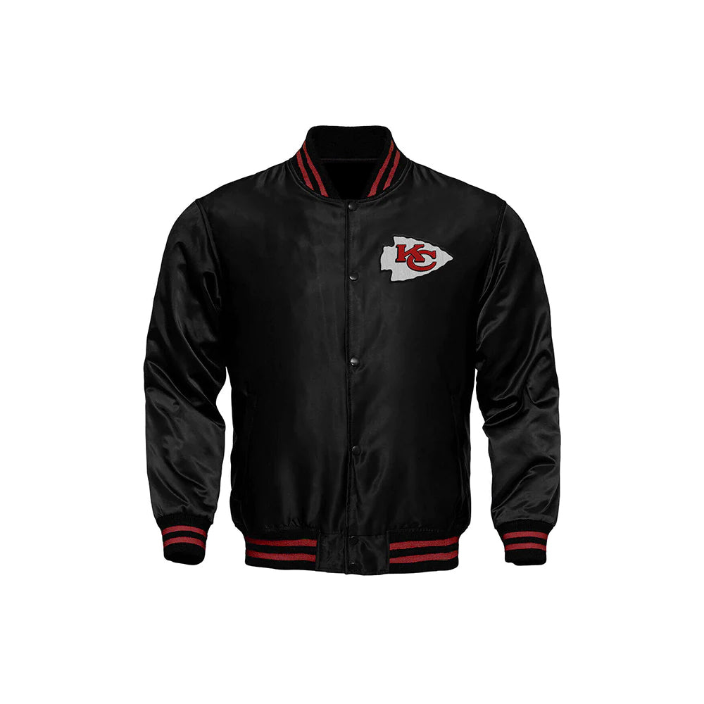 Kansas City Chiefs Starter Locker Room Satin Varsity Full-Snap Jacket – Black