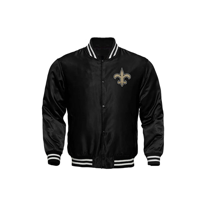 New Orleans Saints Starter Locker Room Satin Varsity Full-Snap Jacket – Black