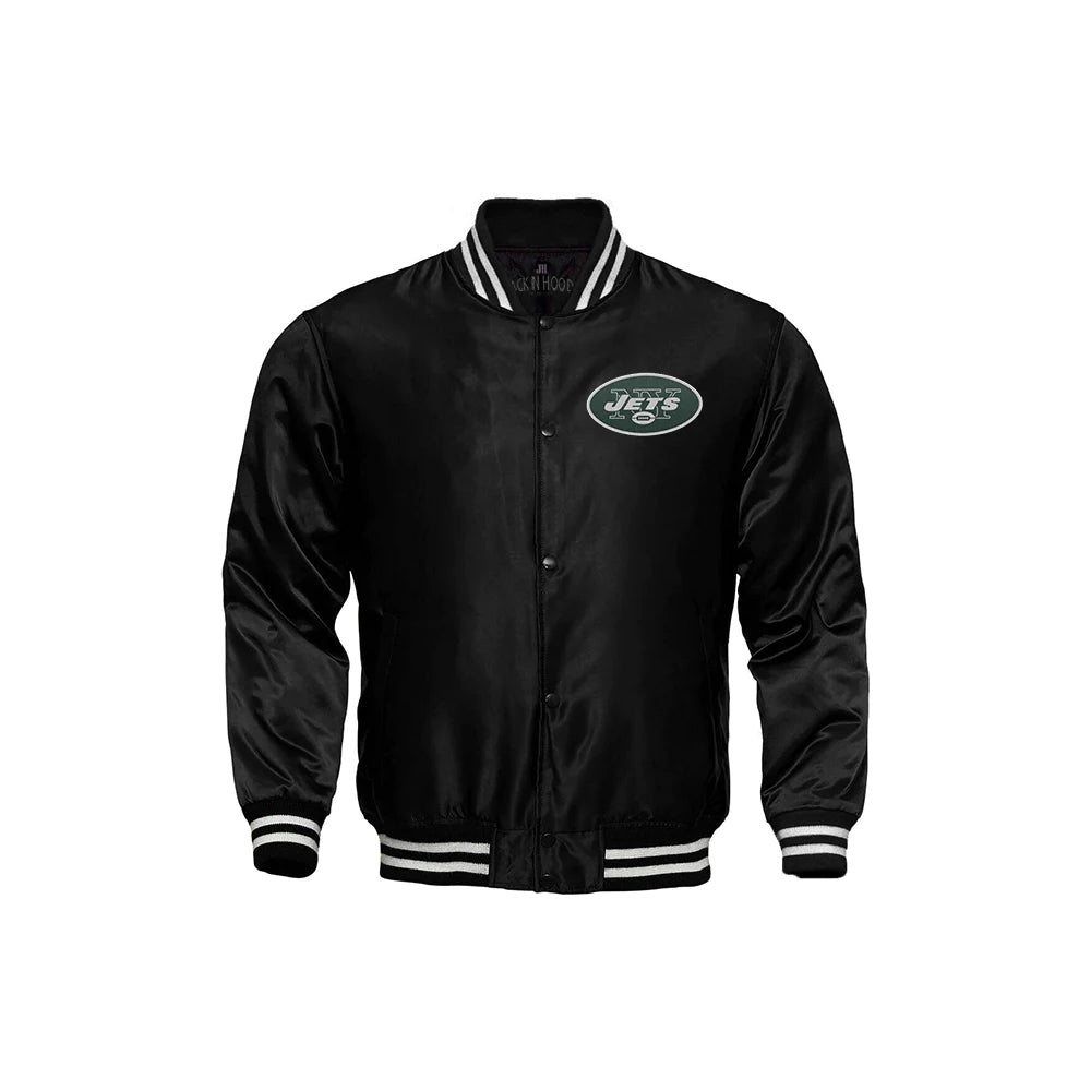 New York Jets Starter Locker Room Satin Varsity Full-Snap Jacket – Black