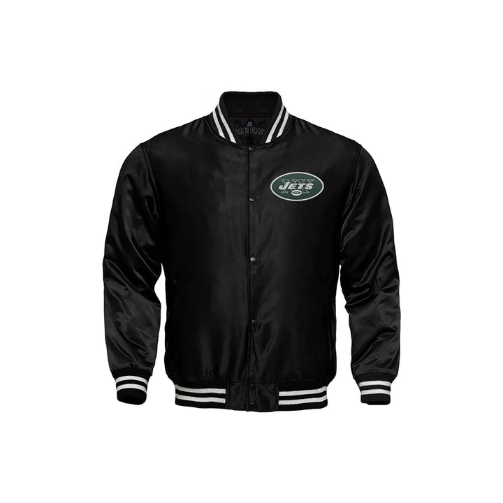 New York Jets Starter Locker Room Satin Varsity Full-Snap Jacket – Black
