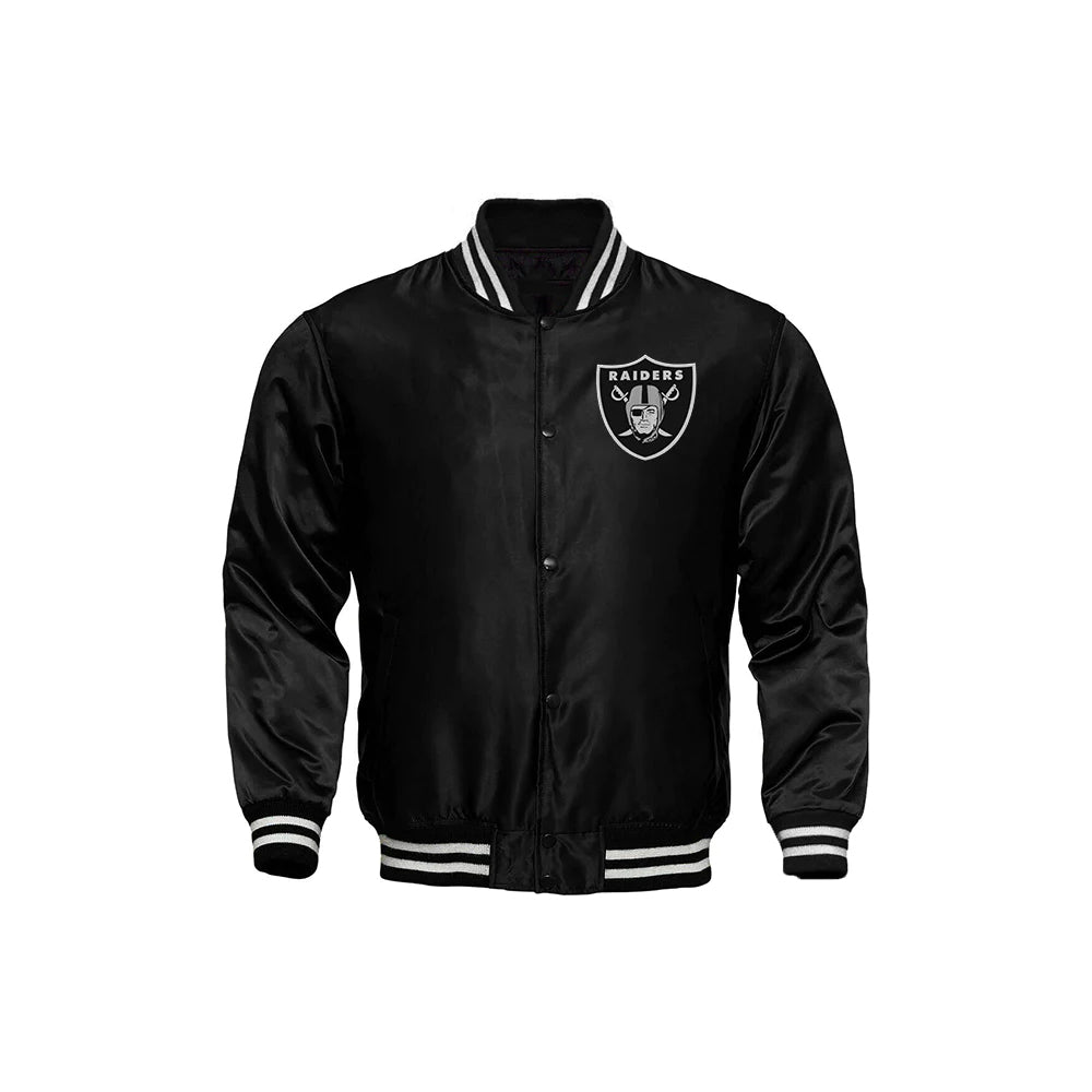 Las Vegas Raiders Starter Locker Room Satin Varsity Full-Snap Jacket – Black