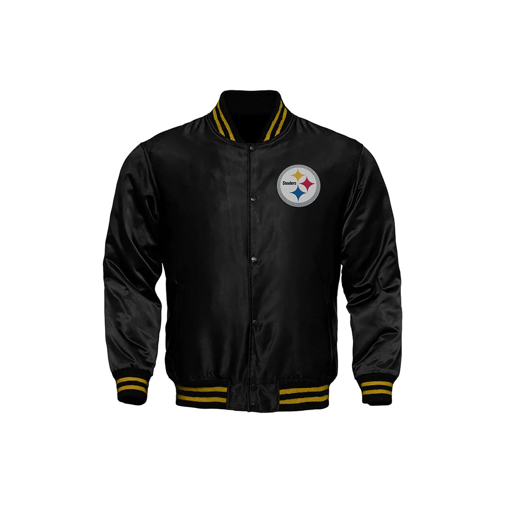 Pittsburgh Steelers Starter Locker Room Satin Varsity Full-Snap Jacket – Black