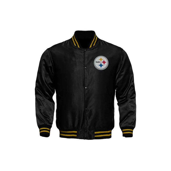 Pittsburgh Steelers Starter Locker Room Satin Varsity Full-Snap Jacket – Black