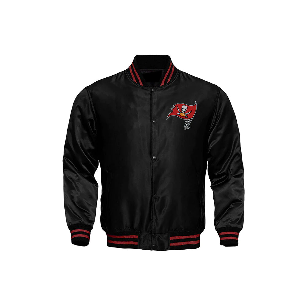 Tampa Bay Buccaneers Starter Locker Room Satin Varsity Full-Snap Jacket – Black