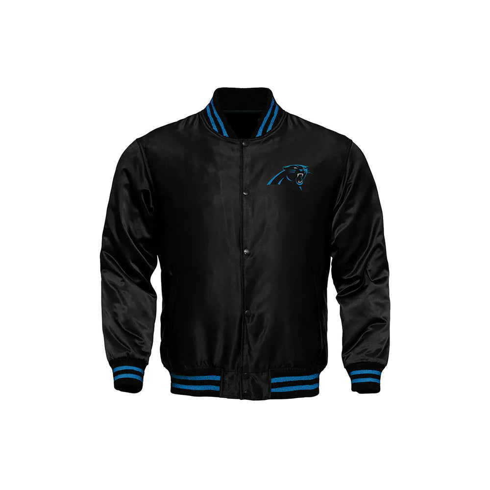 Carolina Panthers Starter Locker Room Satin Varsity Full-Snap Jacket – Black
