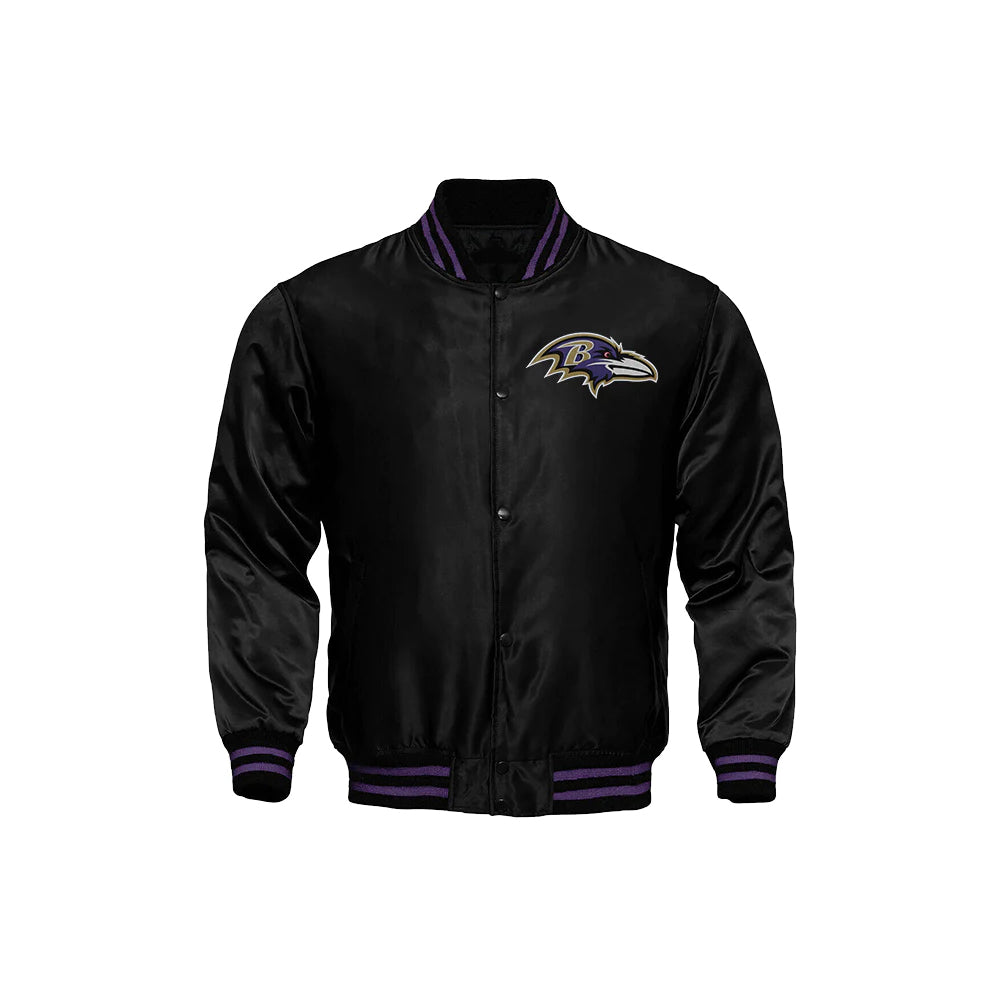 Baltimore Ravens Starter Locker Room Satin Varsity Full-Snap Jacket – Black
