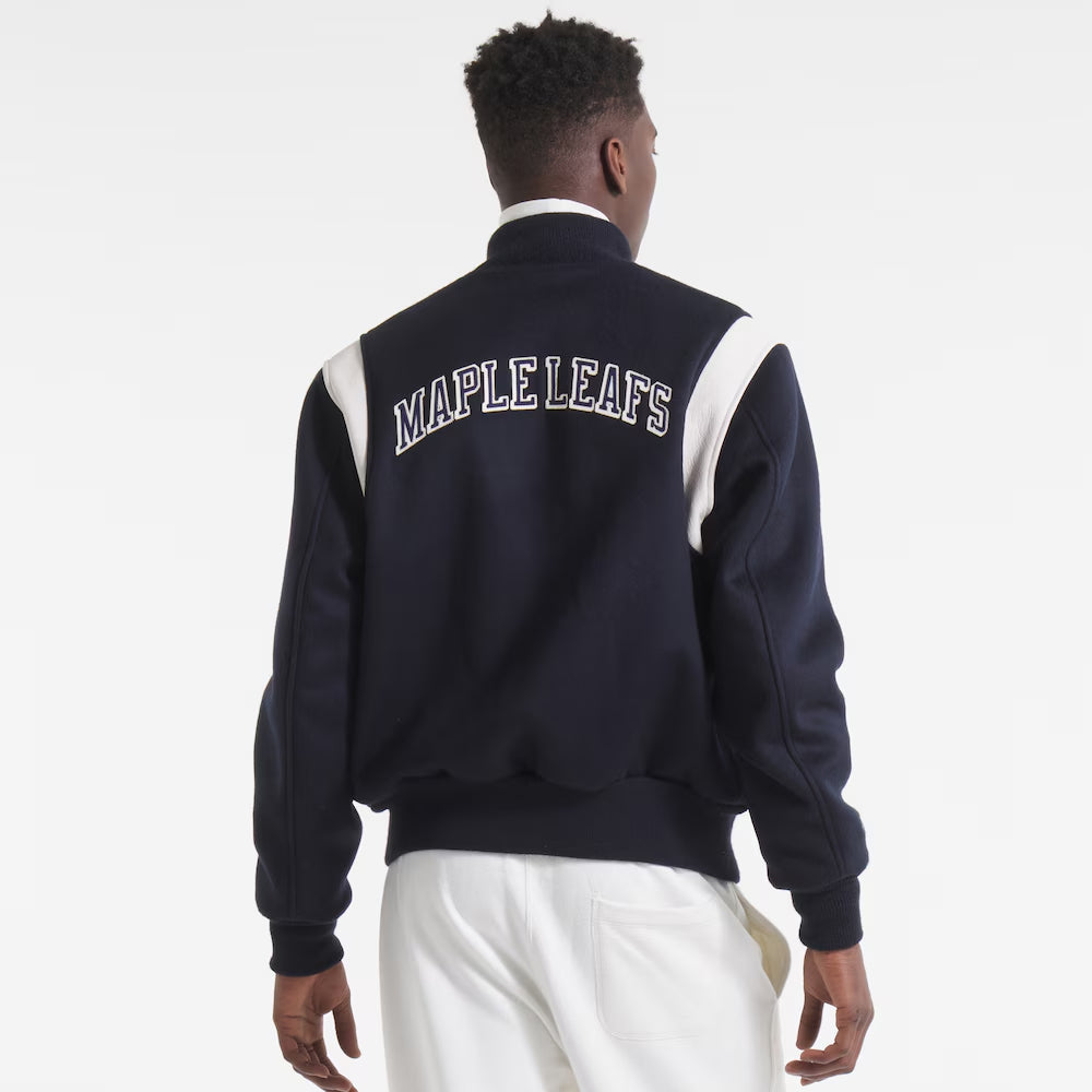 Men's Toronto Maple Leafs Todd Snyder Navy Cashmere Full-Snap Varsity Jacket