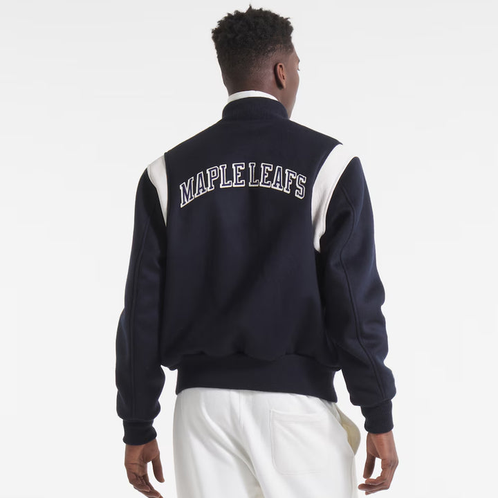 Men's Toronto Maple Leafs Todd Snyder Navy Cashmere Full-Snap Varsity Jacket