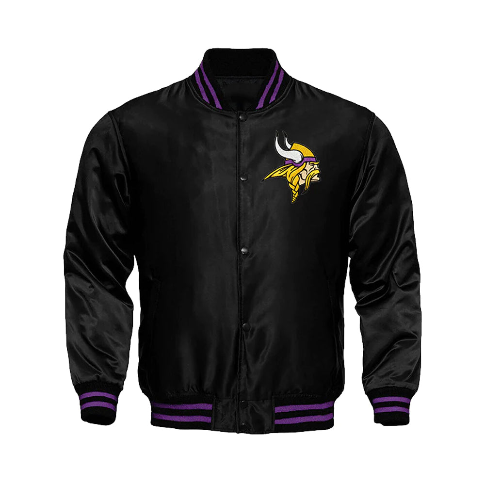 Minnesota Vikings Starter Locker Room Satin Varsity Full-Snap Jacket – Black