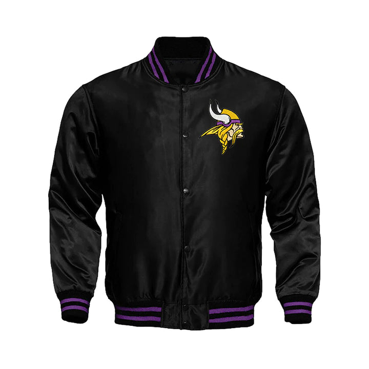 Minnesota Vikings Starter Locker Room Satin Varsity Full-Snap Jacket – Black