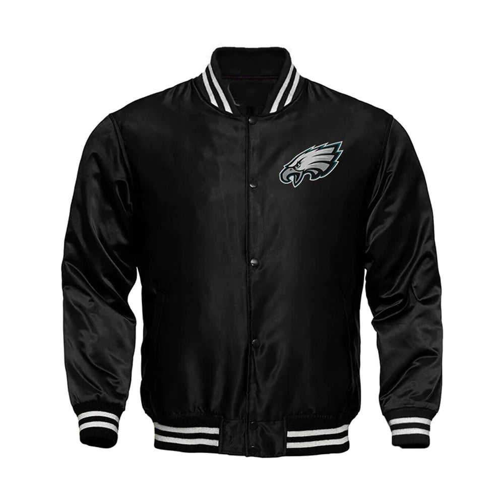 Philadelphia Eagles Starter Locker Room Satin Varsity Full-Snap Jacket – Black