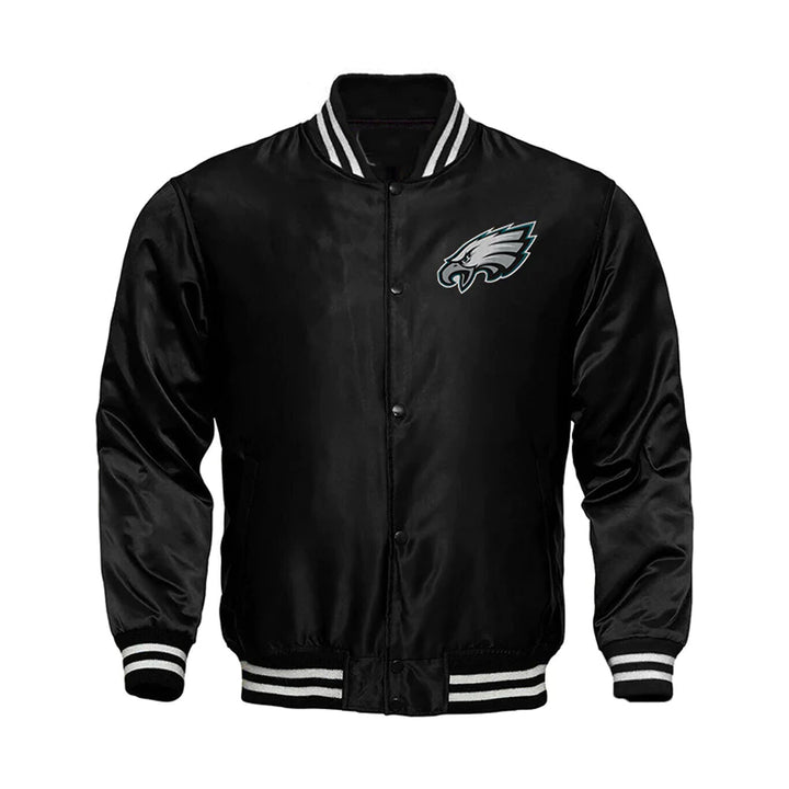 Philadelphia Eagles Starter Locker Room Satin Varsity Full-Snap Jacket – Black