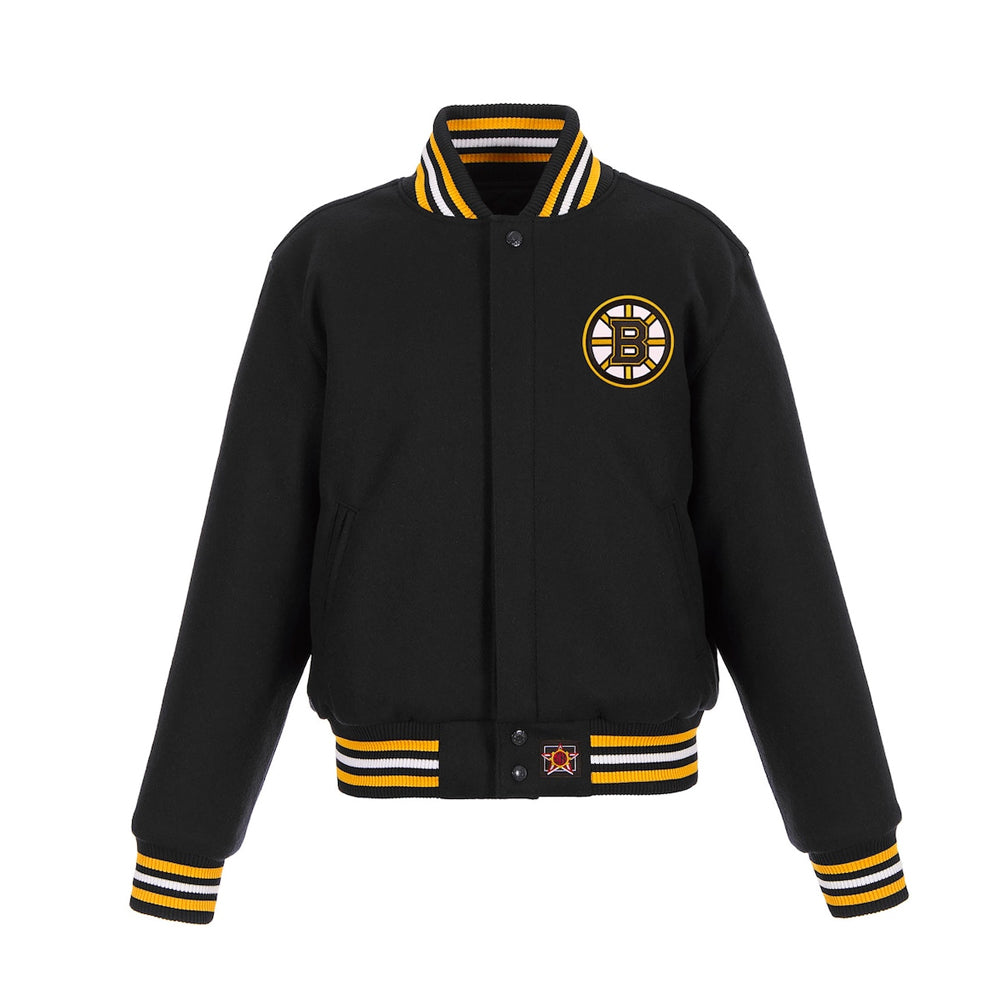 Women's Boston Bruins JH Design Black Domestic All-Wool Embroidered Full-Zip Jacket