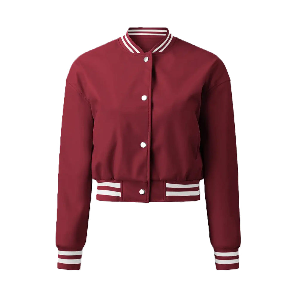 Women’s Burgundy Leather Varsity Jacket