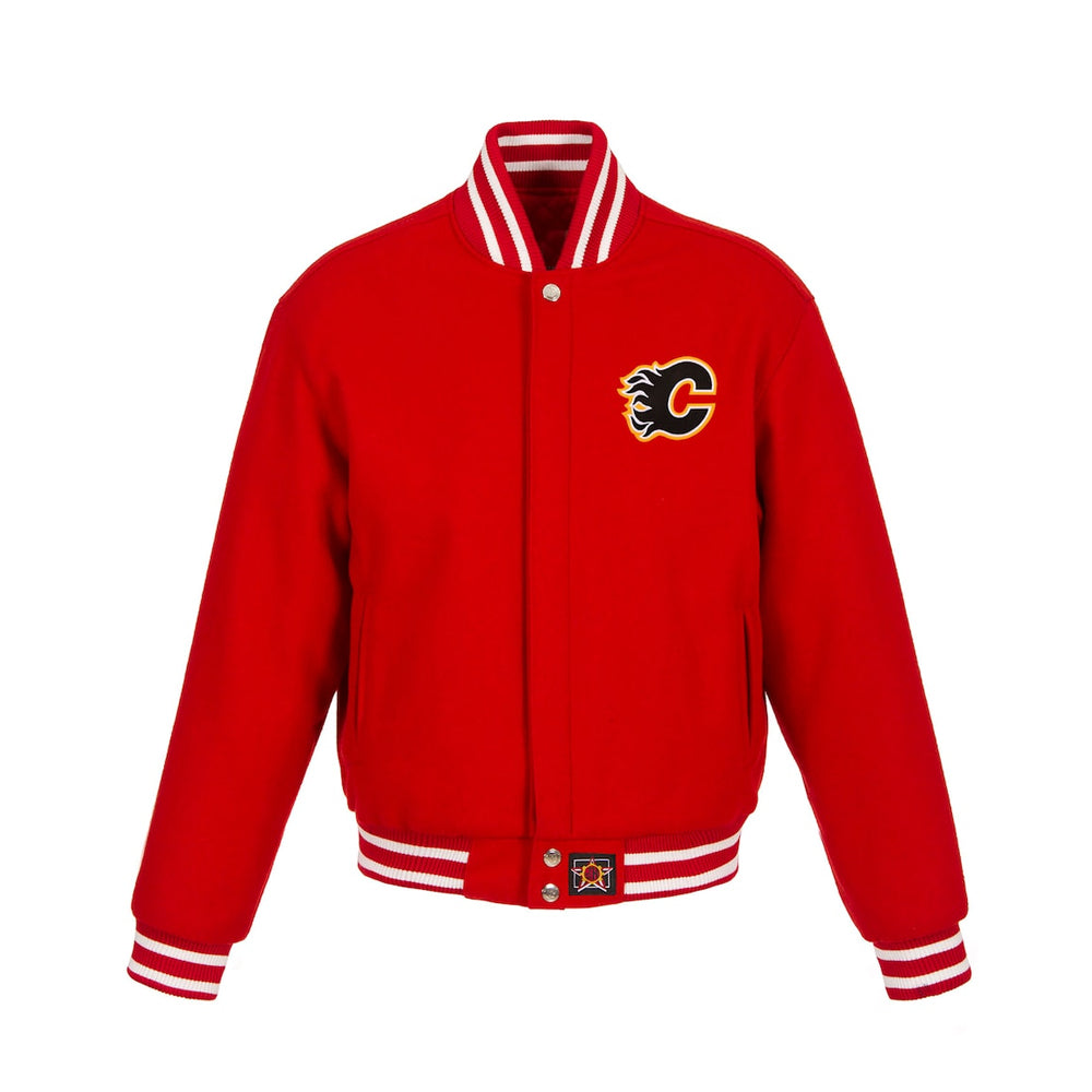 Women's Calgary Flames JH Design Red Domestic All-Wool Embroidered Full-Zip Jacket