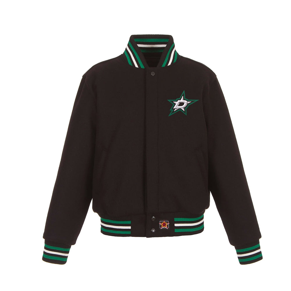 Women's Dallas Stars JH Design Black Domestic All-Wool Embroidered Full-Zip Jacket