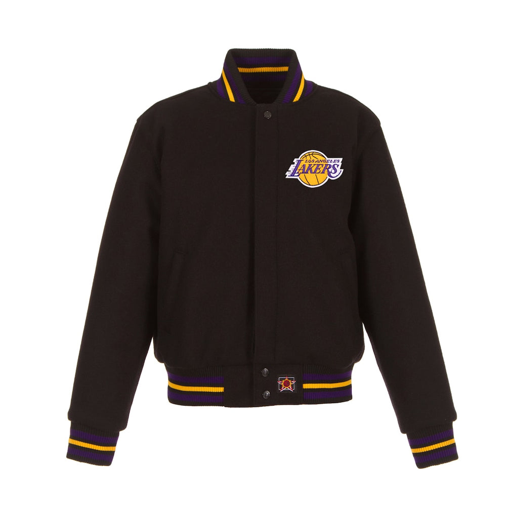 Women's Los Angeles Lakers Black Embroidered Logo Wool Jacket