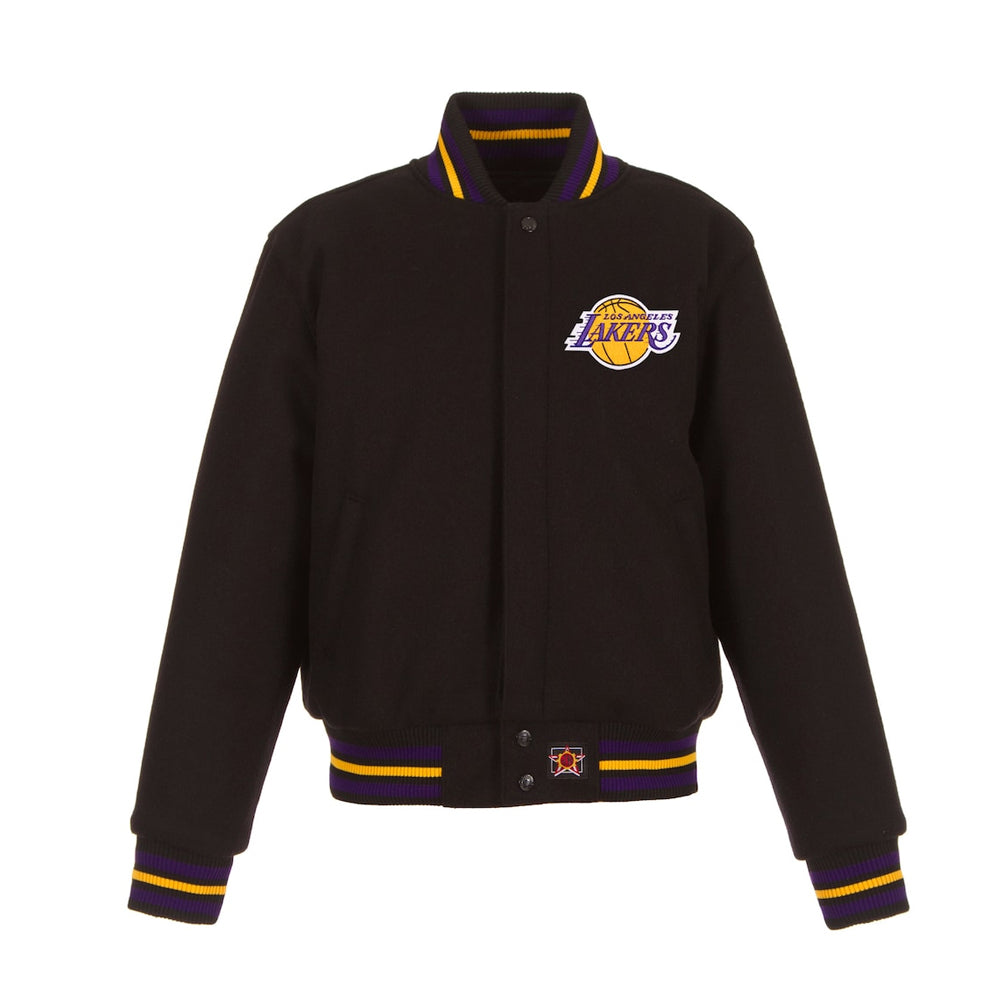 Women's Los Angeles Lakers JH Design Black Embroidered Logo Wool Jacket
