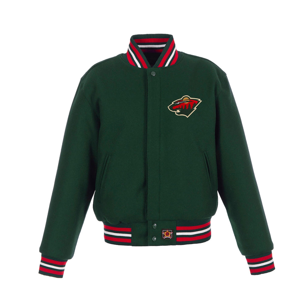 Women's Minnesota Wild JH Design Green Domestic All-Wool Embroidered Full-Zip Jacket