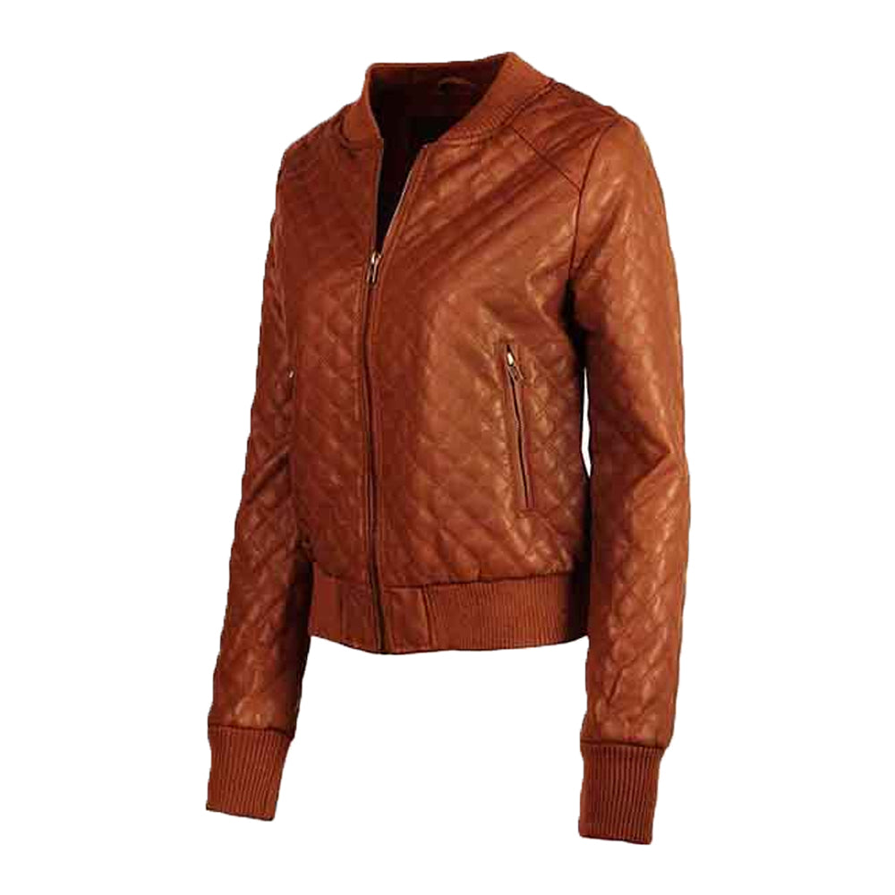 Women’s Quilted Brown Leather Jacket